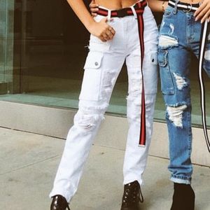 LF White Cargo Jeans